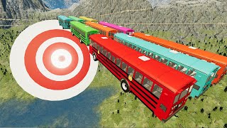 Bus Jumps But Every Jump +1 Bus Throwing Cars at Bull's Eye - BeamNG Drive  | BeamNG-Destruction