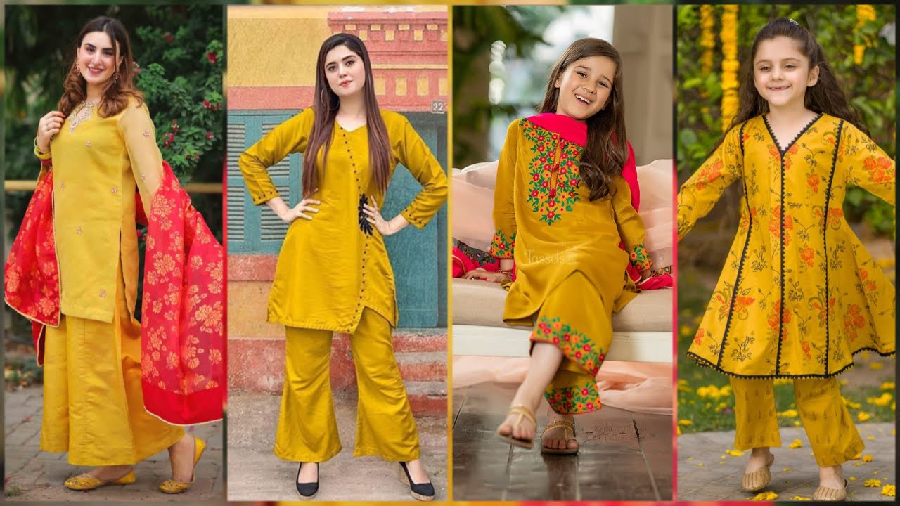 Mustard Color dress Designs|| mustard Color Dresses combination ...