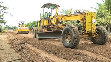 Great Processing Technique Strong Motor Grader & Road Roller To Build The Province Road Foundation