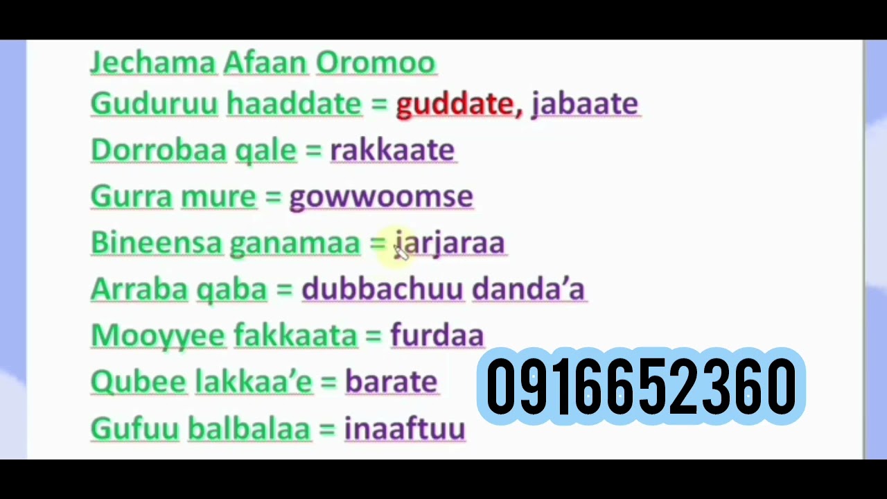 Jechama afaan oromoo - YouTube