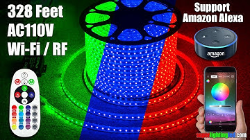 120V LED Strips Works With Amazon Alexa, Google Assistant, RF, Music, WiFi - Waterproof IP67