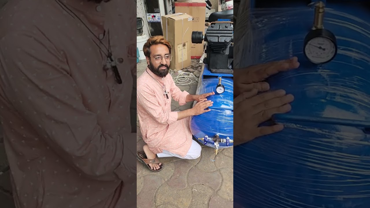 1000 POUND TANK 5 HP AIR COMPRESSOR 3 HP CROMPTON MOTOR SINGLE PHASE 📞 ☎️ 9173703966☎️📞👑ALI BHAI👑