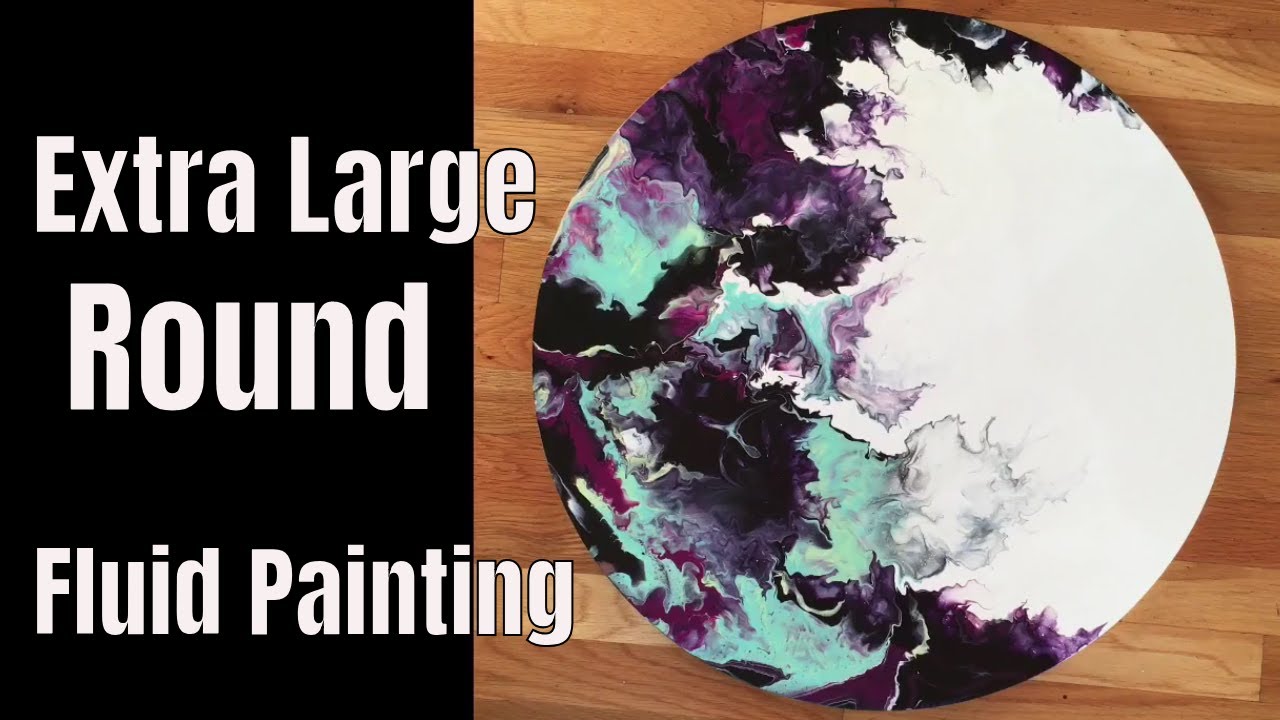 LARGE Fluid Acrylic Painting 24" Round Homemade Pouring Medium