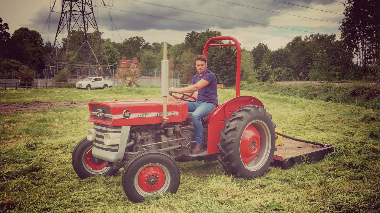 Massey Ferguson 135 Tractor Cutting Grass In My Paddock. YouTube