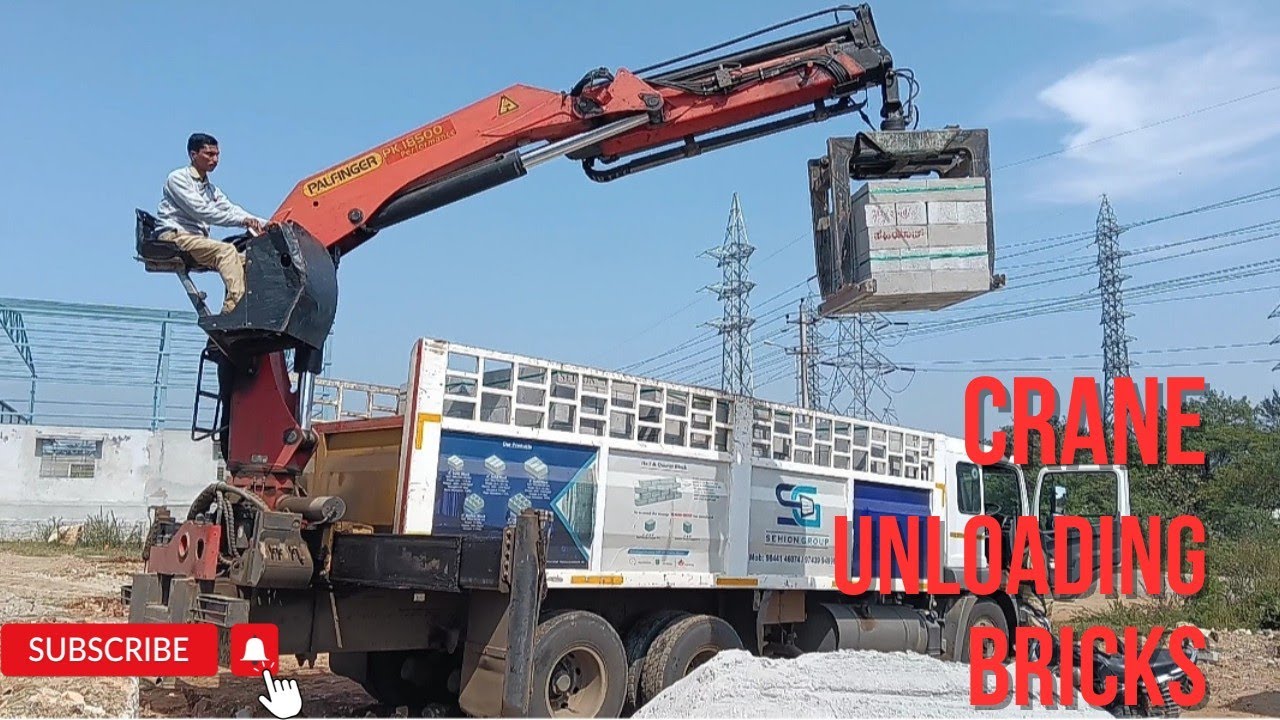 Solid block unloading using crane with trolly