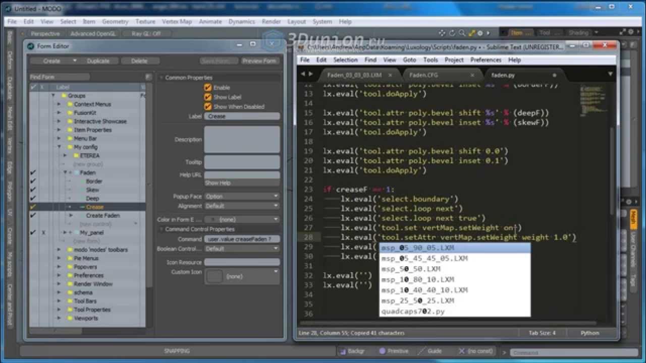 Macros & python script in Foundry modo или пишем плагин для Modo. - YouTube