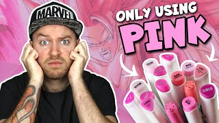 Coloring Using ONLY PINK Markers !