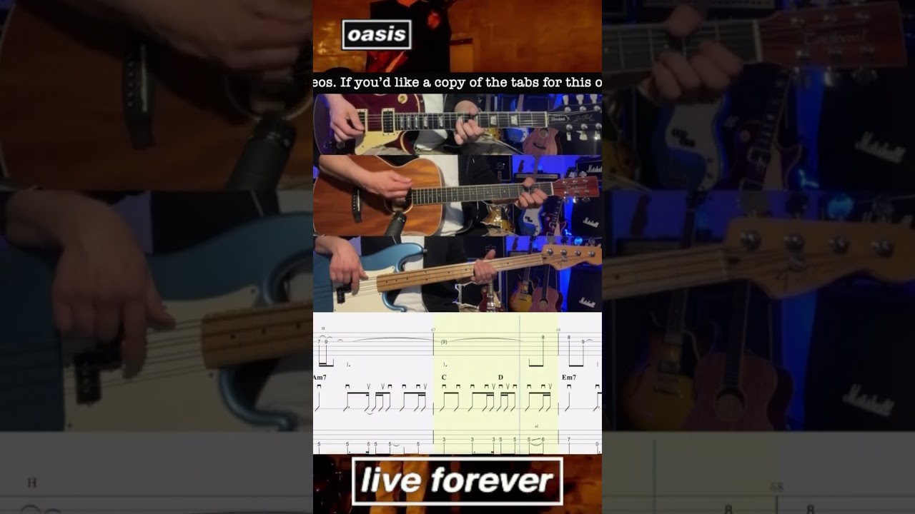 Live Forever - Oasis - Lead Guitar - Bass - Lesson - Solo - Tab - Lesson 