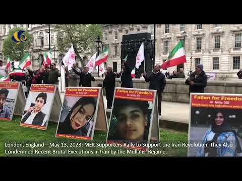 London—May 13, 2023: MEK Supporters Rallied to Support the Iran Revolution.