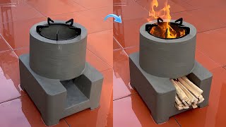 How to make a simple outdoor mini wood stove with old cement and foam - Great idea for a wood stove