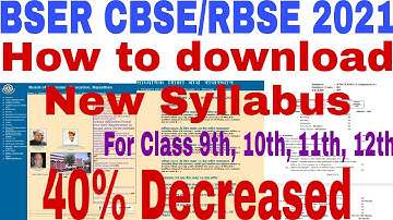 How to download new syllabus of class 9th, 10th 11th, 12th 2021 new syllabus 40% less / #bser #cbse