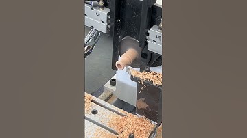 Small automatic feeding CNC wood lathe can turn, drill and process wood accessories in one go!#cnc