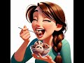 3D Cartoon Girl Enjoying Ice Cream Free stock video