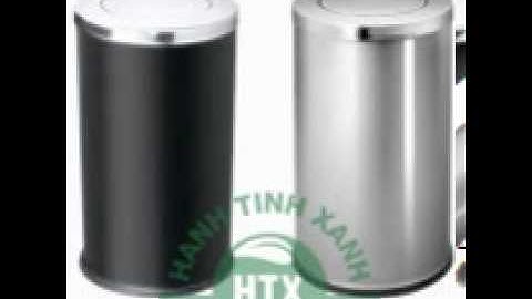 Thùng rác inox A35-G nắp lật, sọt rác inox nắp bập bênh bền đẹp - tiện dụng