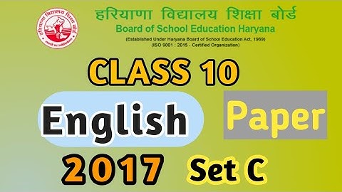 Class 10 English 2017 Set C  paper haryana  board old paper