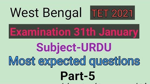 Mock Test of Urdu for WB primary Tet 2021Part-5 by Taufique Ansari