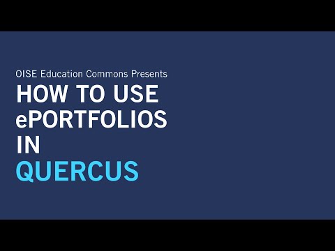 How to use ePortfolios in Quercus
