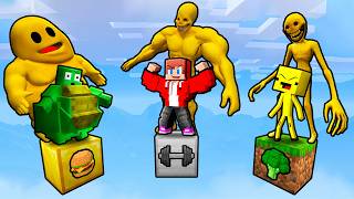JJ and Mikey: FAT vs STRONG VERITY ONE BLOCK Battle in Minecraft - Maizen