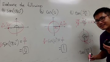 How to evaluate trig function values at quadrantal angles by using the unit circle.