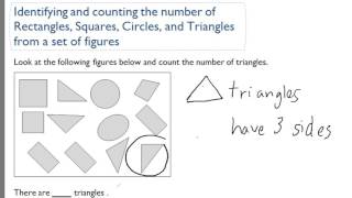 Identifying and counting the number of Rectangles, Squares, Circles, and Triangles from figures