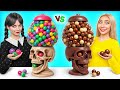 Real Food vs Chocolate Food Challenge with Wednesday Addams | Funny Challenges by Bubba DO