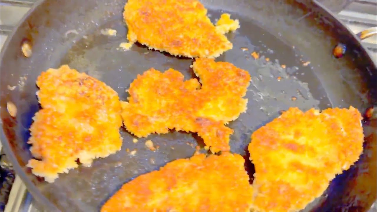 Large chicken strips recipe in very little oil 