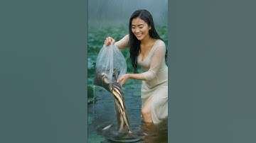 Thả cá gặp mưa nhẹ, đầm sen bỗng hoá thơ luôn 💧 #ThảCá #ĐầmSen #shorts