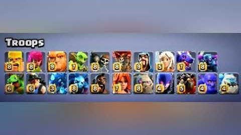 MAX LEVEL TROOPS, HEROES, SPELLS AND SIEGE MACHINES IN CLASH OF CLAN.