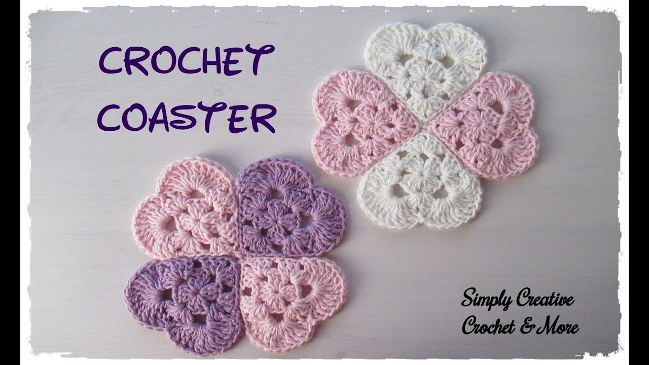 Hand Crochet Shades Pink 5-Heart Coaster