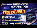Godrej Capital Pride in Tech Hackathon | TEST IS LIVE | MCQ &amp; PROGRAMMING &amp; SQL CODING IN DETAIL |