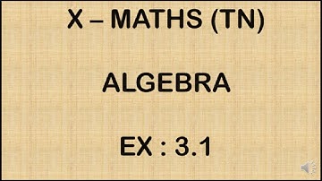 10th Maths|TN Samacheer Class 10 |Algebra |Exercise 3.1 New Syllabus |Class 10 Maths |Vise Edu Serv