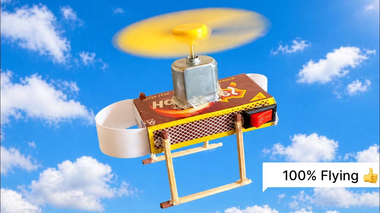 🚁🔥 How to Make a Flying Helicopter With Matches and DC Motor 😱 - YouTube