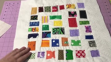SCRAPS:  Quilt as you go Ticker Tape pillow cover - using those small bits of fabric scraps