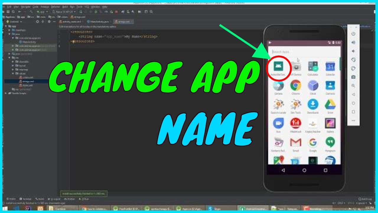 How to change app name in android studio tutorial 2020 - YouTube