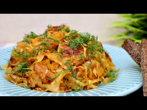 Бигус из свежей капусты со свининой . Тушеная капуста с мясом / Stewed cabbage with meat. Eng sub