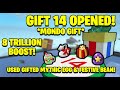 14th Gift Opened then did a SUPER BOOST! 8T Honey Made - Bee Swarm Simulator