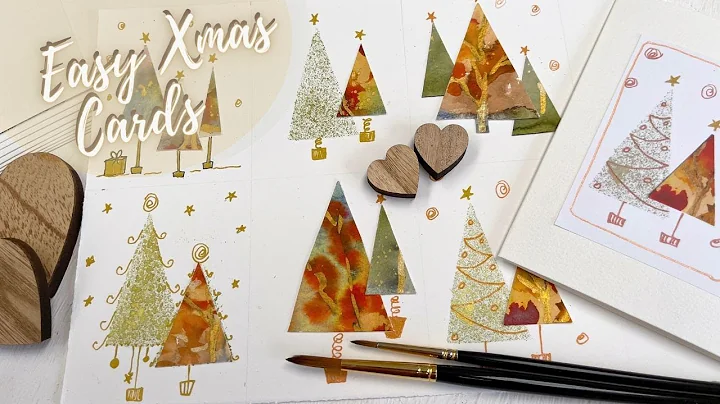 Quick and Simple Scandi Xmas Cards & Gift Tags in Watercolor & Collage - use those failed paintings!