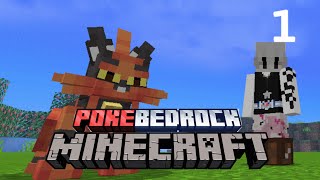 MINECARFT PE POKEBEDROCK | Ep1 การเริ่มต้นในโลกแอดออนโปเกม่อนในมือถือ