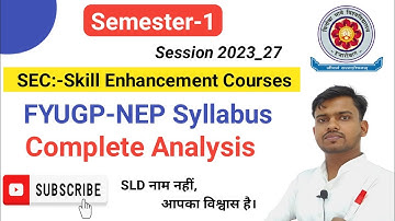 Skill Enhancement Course (SEC-1), Sem-1 Vbu syllabus || FYUGP-NEP.