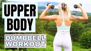 10 min COMPLETE UPPER BODY DUMBBELL WORKOUT (Back, Chest, Shoulders, Arms & Abs)