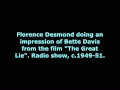 Acetate Florence Desmond Impersonates Bette Davis C 1949 51 Acetate Florence Desmond Impersonates Bette Davis C 1949 51