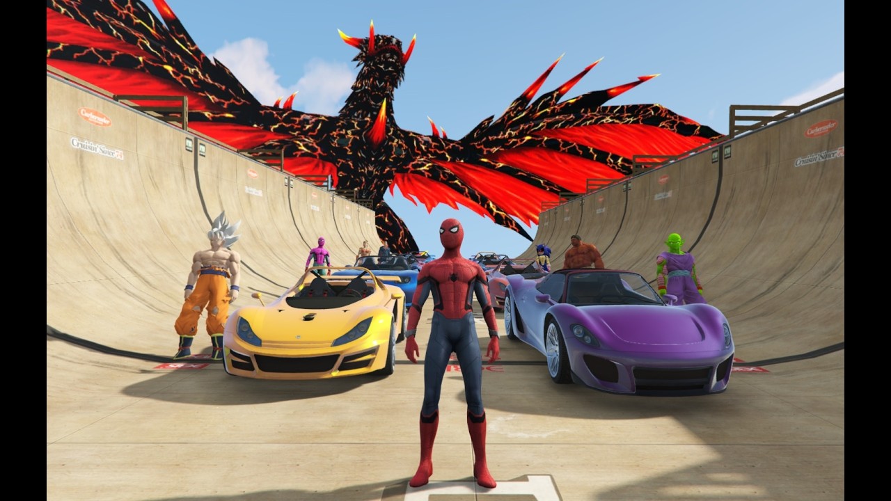 Spider man racing game   Rescue Superman vs Hulk vs Sonic Ep12