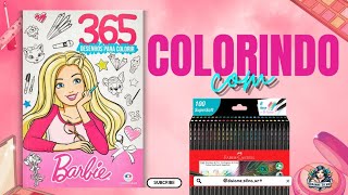 Colorindo livro 365 desenhos para colorir da Barbie, ficou super fofo 💖.