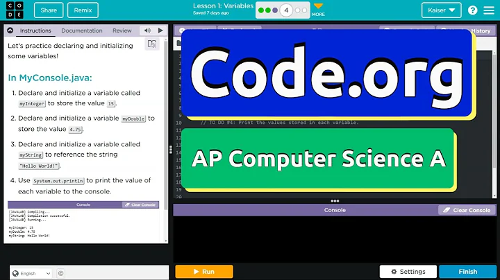 Code.org Lesson 1.4 Variables | Tutorial with Answers | Unit 2 Computer Science A (CSA)