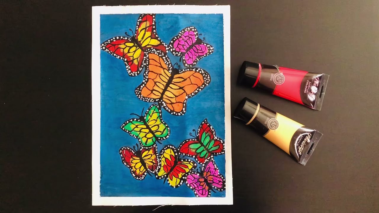 Canvas painting || butterfly canvas painting @Mom’s cuisineo