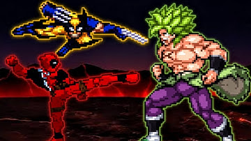 Deadpool V2 (New) & Wolverine V4 (New) VS Broly DBS V2 in Jump Force Mugen