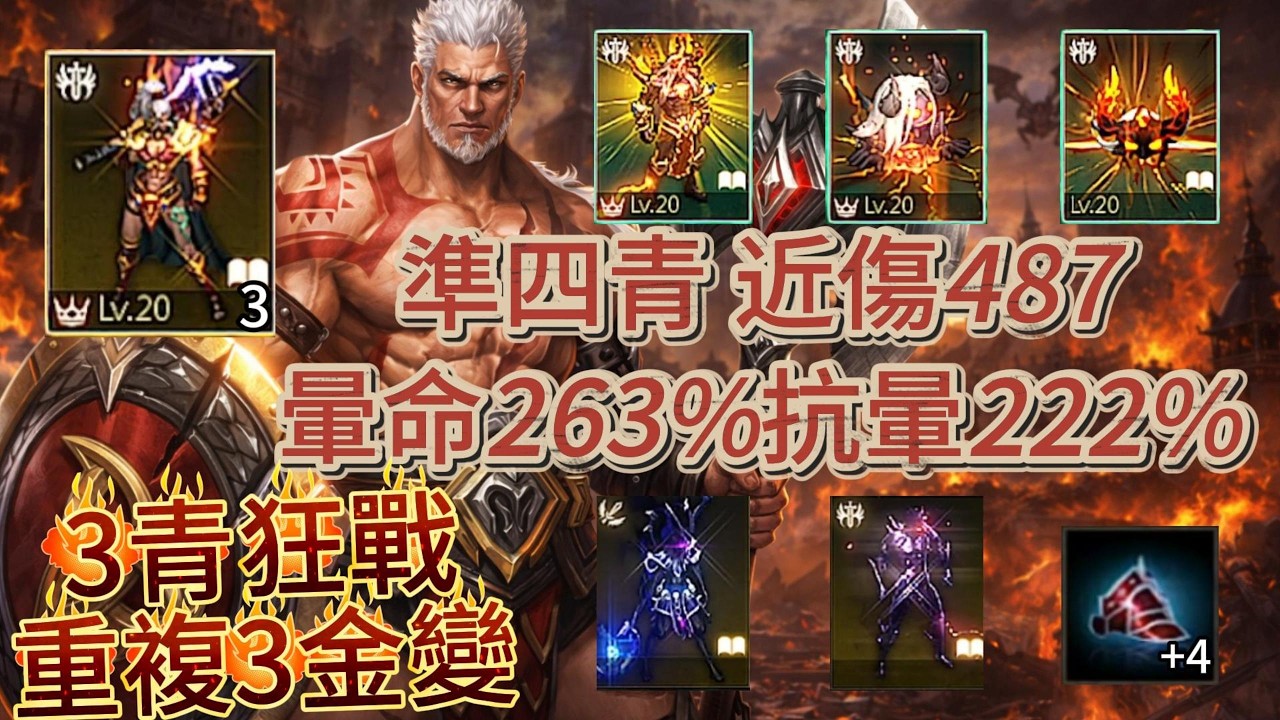 【天堂M】Roy【三青系列】92.54%、3青雷神、準4青(金變重複3)、3金變卡池、7金技、英雄飾品、7圈、近傷487、近命511、暈命263%、抗暈222%.EP715