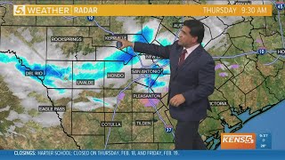 Snow on the roadways in San Antonio and the Hill Country