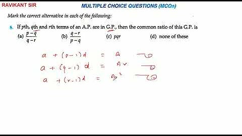 If pth, qth and rth terms of an A.P. are in G.P., then the common ratio of this G.P. is