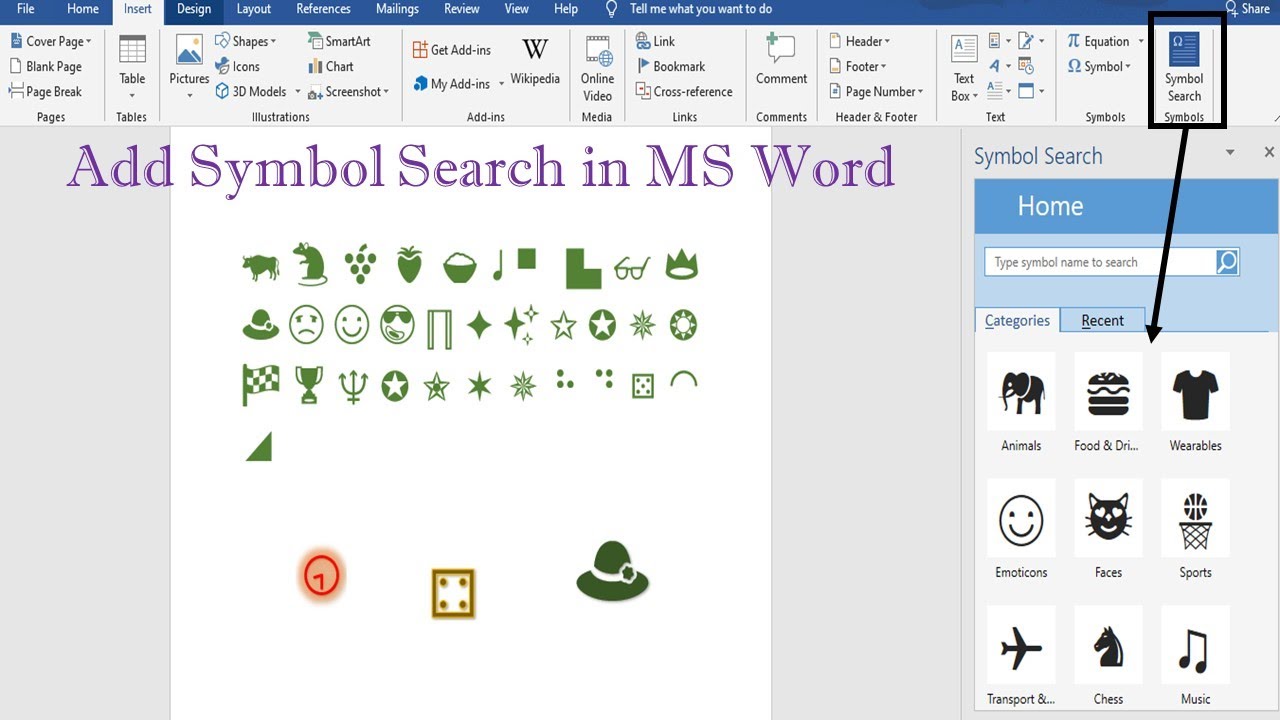 How to Add Symbol Search in MS Word - YouTube